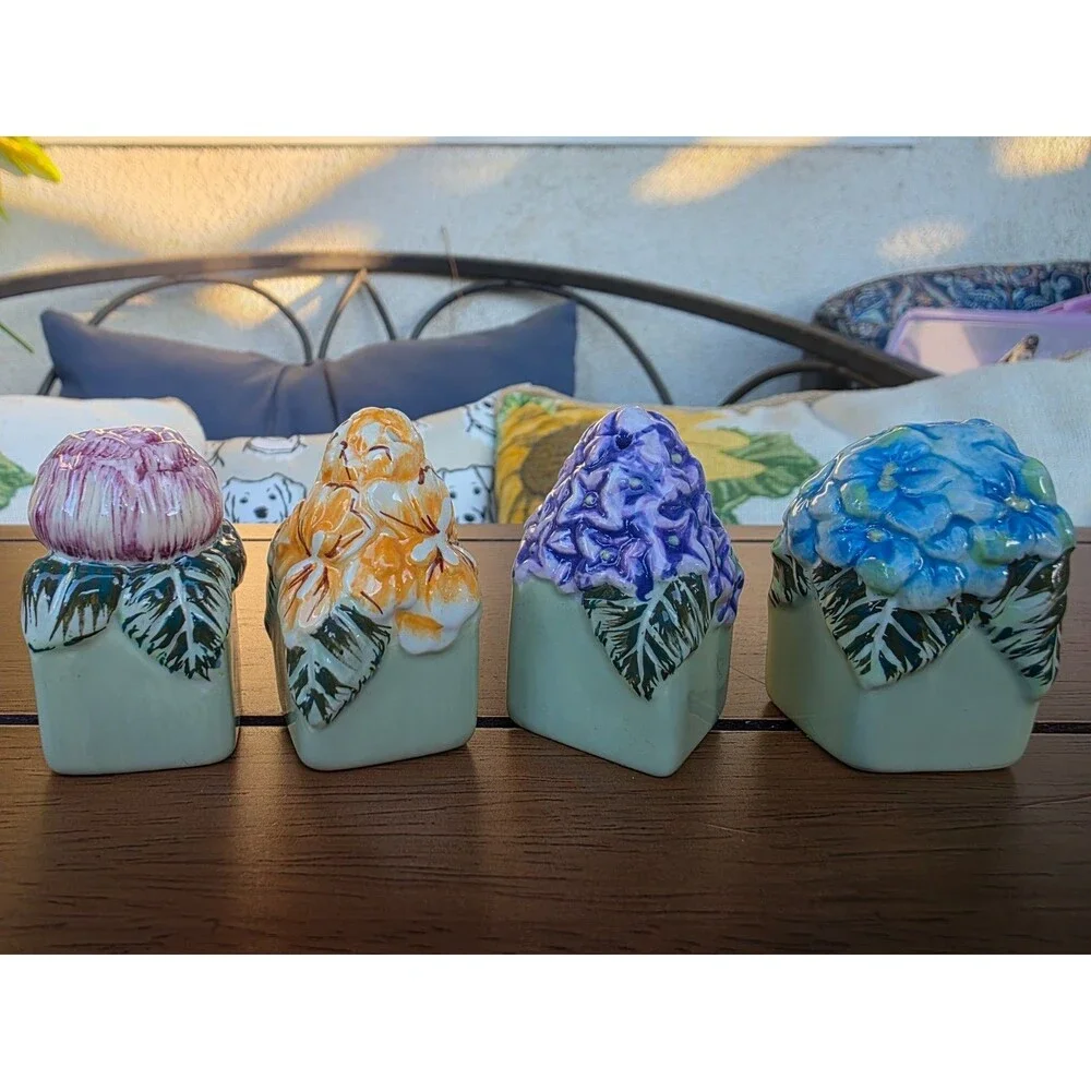4 Vintage Garden Salt Pepper Shaker Set Cottagecore Garden Decor Princess House